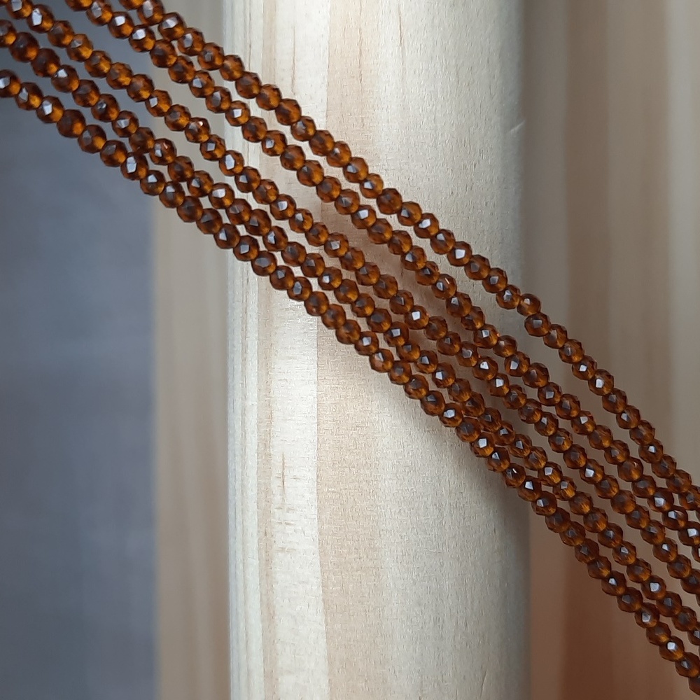 2mm Tea Chinese Faceted Hydro Crystal 14in Strands